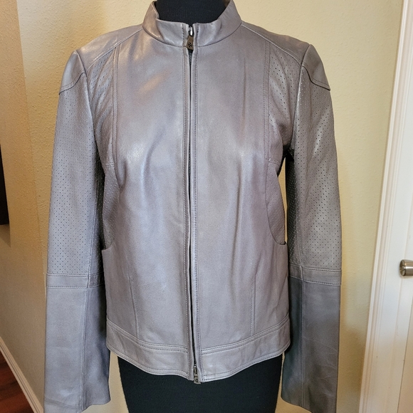 Tory Burch grey leather jacket - Picture 4 of 8